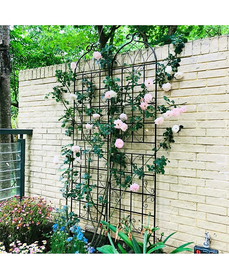 Slickblue 4-Pack Metal Garden Trellis – 86.7'' x 19.7'', Rustproof Black Trellis for Climbing Plants and Outdoor Flower Support