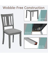 Wooden Dining Chairs Set of 4, Kitchen Chair with Padded Seat, Upholstered Side Chair for Dining Room, Living Room, Gray
