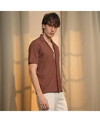 Men's Chocolate Brown Micro Zig-Zag Shirt
