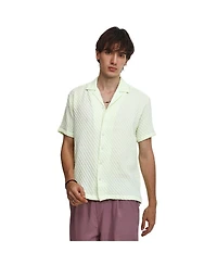 Men's Lime Green Cubic-Textured Resort Shirt