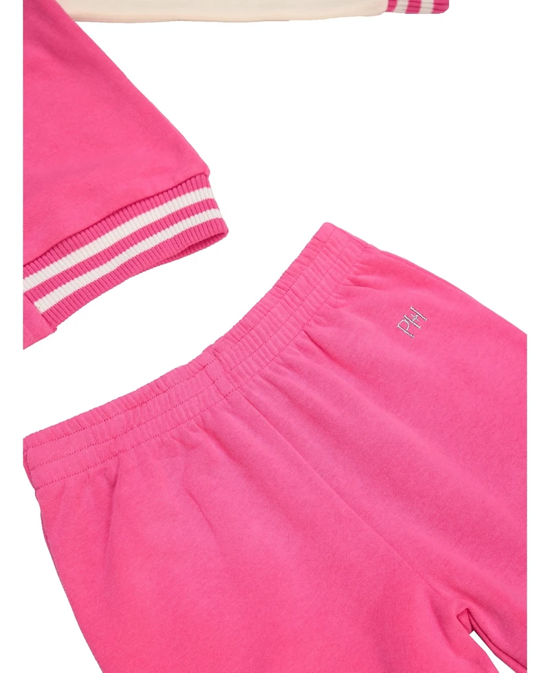 Paris Hilton Little Girls Sporty Paris Varsity Jacket and Jogger Pants 2 Piece Lounge Set