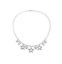 Bling Jewelry Celestial Usa Patriotic Multi Stars American Rock Open Dangle Star Bib Statement Collarbone Necklace .925 Sterling Silver
