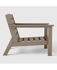 WestinTrends Outdoor Modern Hdpe Patio Weathered Wood Club Chair with Deep Seat Cushions