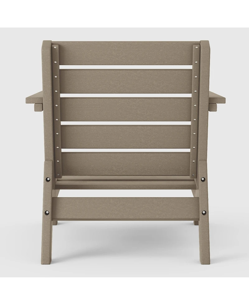 WestinTrends Outdoor Modern Hdpe Patio Weathered Wood Club Chair with Deep Seat Cushions