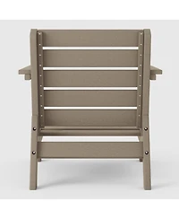 WestinTrends Outdoor Modern Hdpe Patio Weathered Wood Club Chair with Deep Seat Cushions