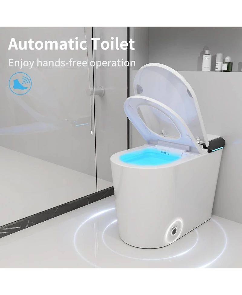 Lalahoo Luxury Smart Toilet with Built in Tank, Warm Water Sprayer and Dryer, Foot Sensor Operation, Built-in aromatherapy system, Heated Bidet Seat a
