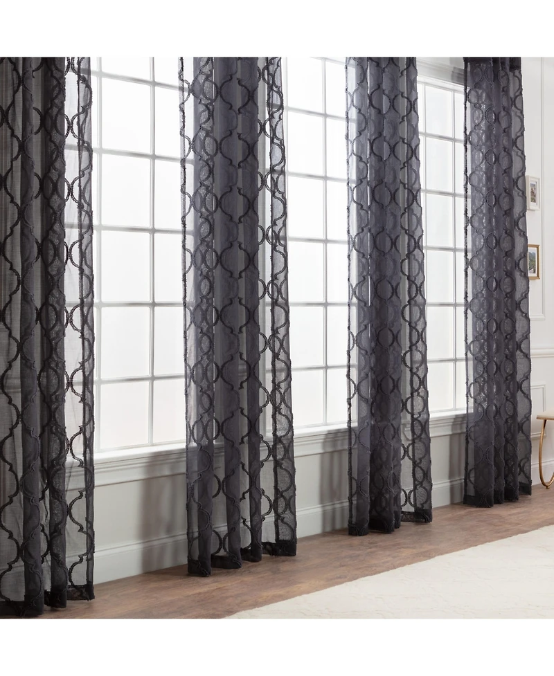 Chanasya Premium 2-Panel Faux Linen Shimmer Textured Sheer Curtain Panels