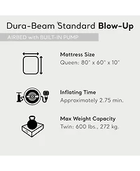 Intex Dura Beam Pillow Rest Classic Airbed Mattress with Built-In Pump, Queen