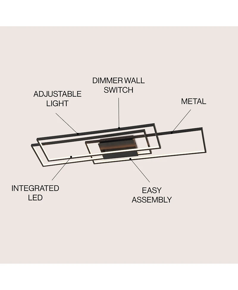 Jonathan Y Palco Contemporary Minimalist Metal Adjustable Dimmable Geometric Integrated Led Flush Mount