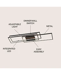 Jonathan Y Palco Contemporary Minimalist Metal Adjustable Dimmable Geometric Integrated Led Flush Mount