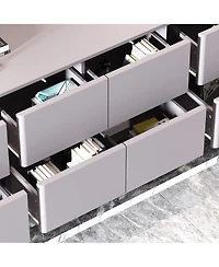 Homsee Gray Wood Tv Stand Media Console Table Storage Cabinet Dresser