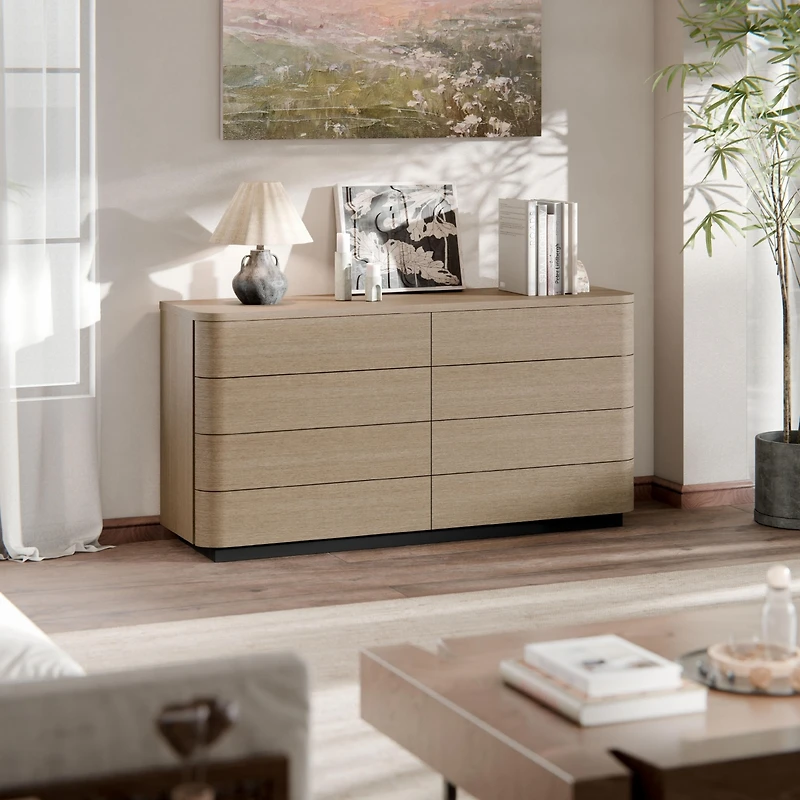 Homsee White Mirror Finished 5 Drawers Chest of Drawers