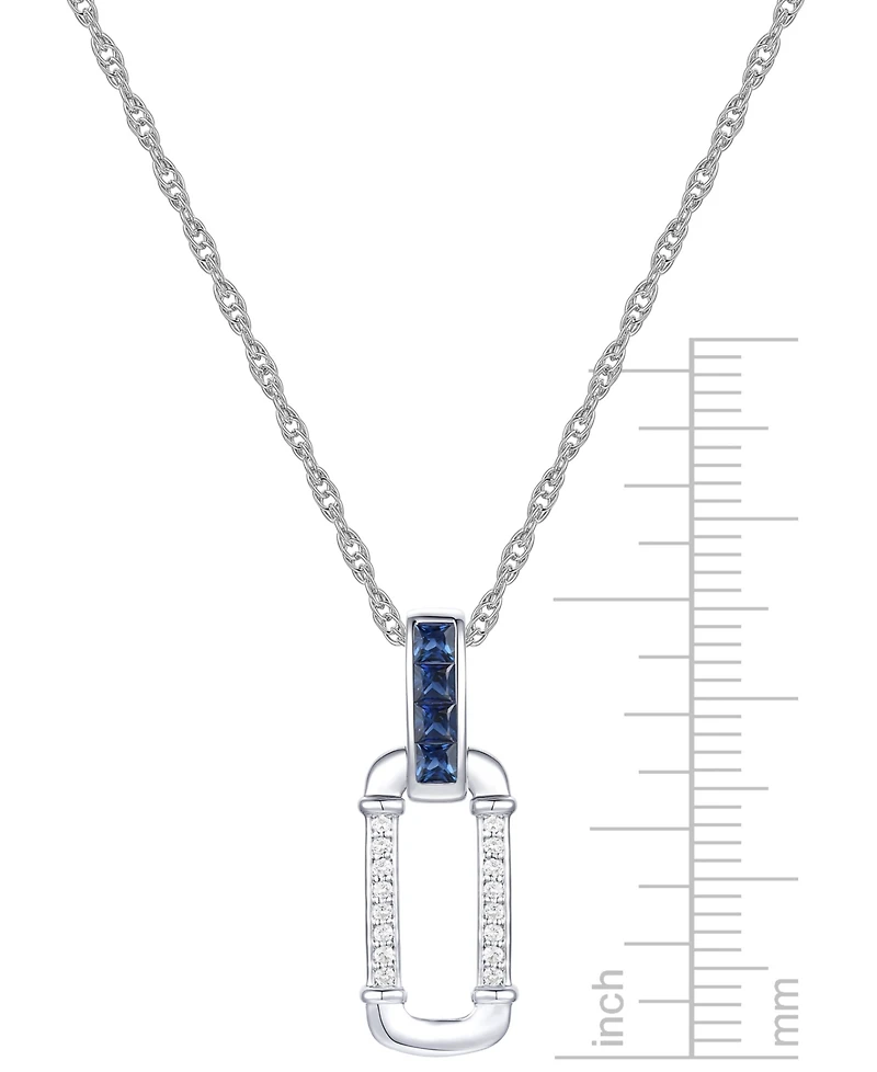 Lab Grown Ruby (1/3 ct. t.w.) & Diamond (1/20 ct. t.w.) Oval 18" Pendant Necklace in 14k Gold-Plated Sterling Silver (Also available in Sapphire & Eme