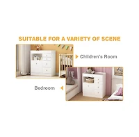 Homsee White 5-Drawers Changing Table,Kids Low Dresser with Shelf