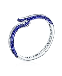 Bling Jewelry Exotic Serpent Bangle Bracelet with Cz Rhodium Plated Brass