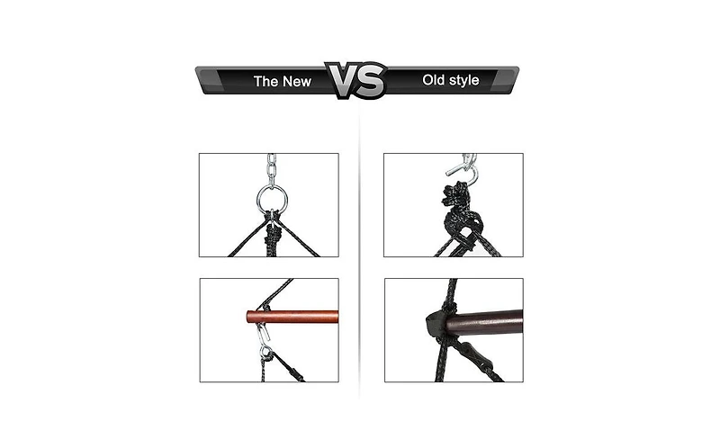 Slickblue Oxford Cloth Hanging Chair 100kg Capacity Seaside Courtyard Chair with Cup Holder & Wooden Stick