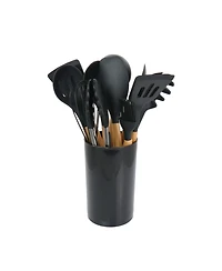 MegaChef Mint Green Silicone and Wood Cooking Utensils, Set of 12