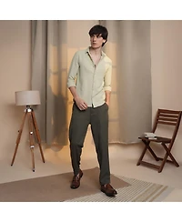 Men's Butter Yellow Micro Cubic-Textured Shirt