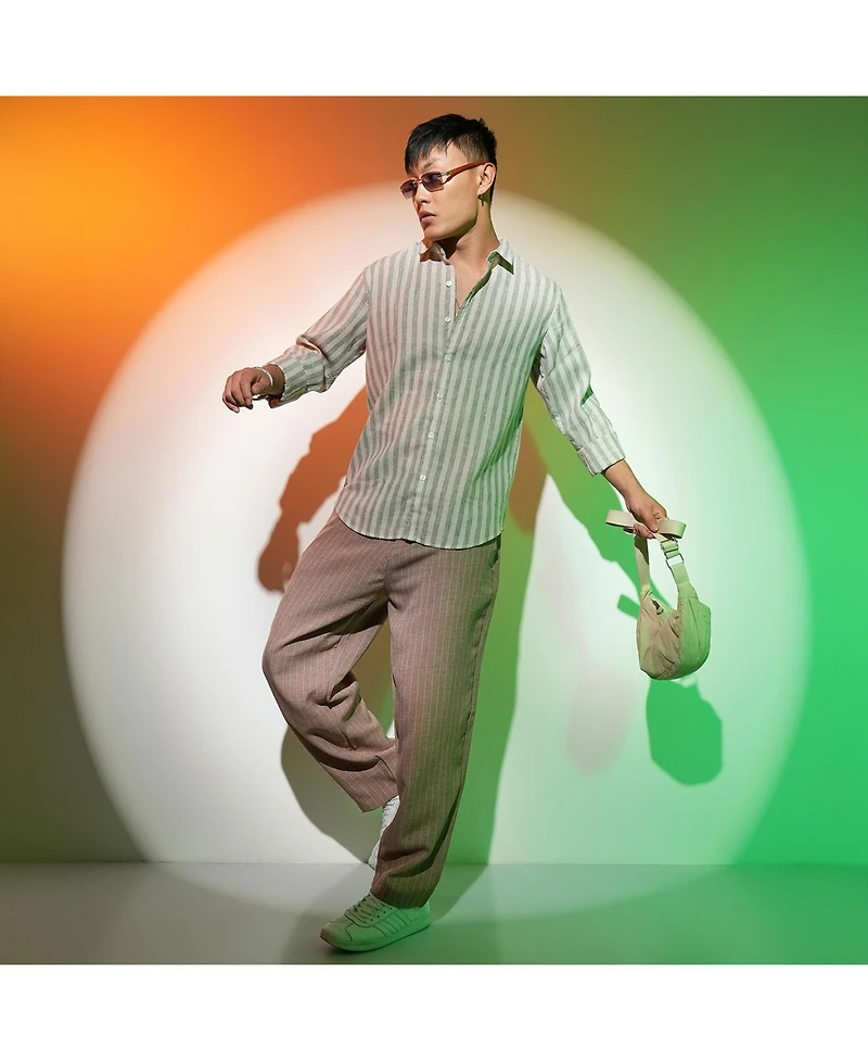 Men's Moon Grey Heathered-Stripe Shirt