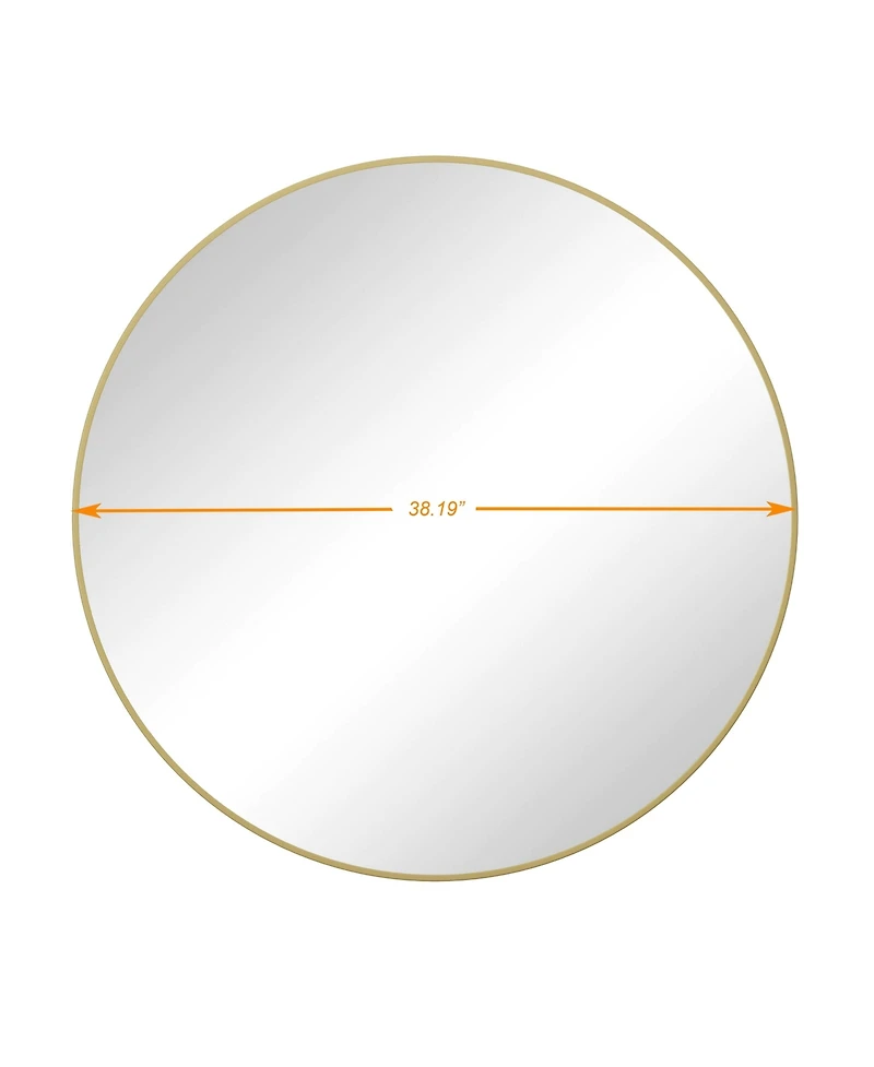 Slickblue 39-Inch Gold Circular Wall Mirror – Metal Framed Round Vanity Mirror for Bathroom, Living Room, or Bedroom Decor