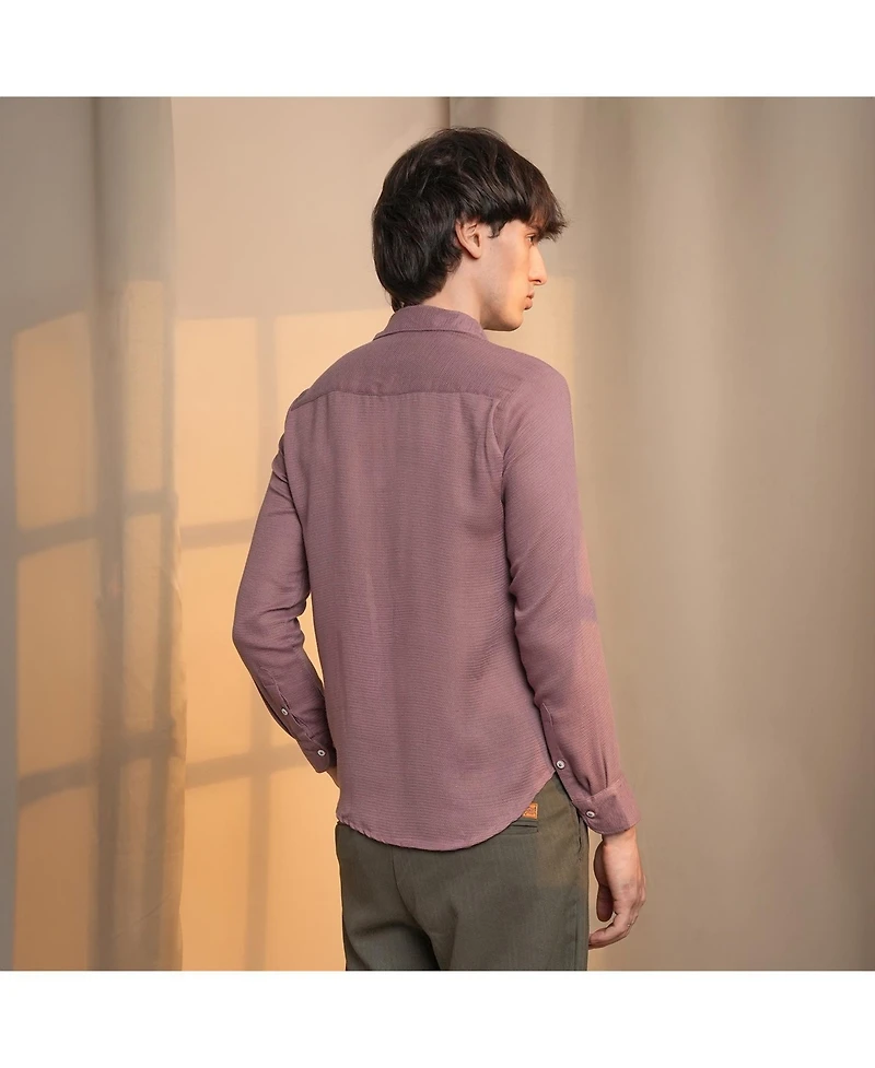 Campus Sutra Men's Nude Pink Woven-Textured Shirt