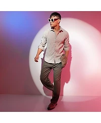 Men's Greige Geometric-Texture Shirt