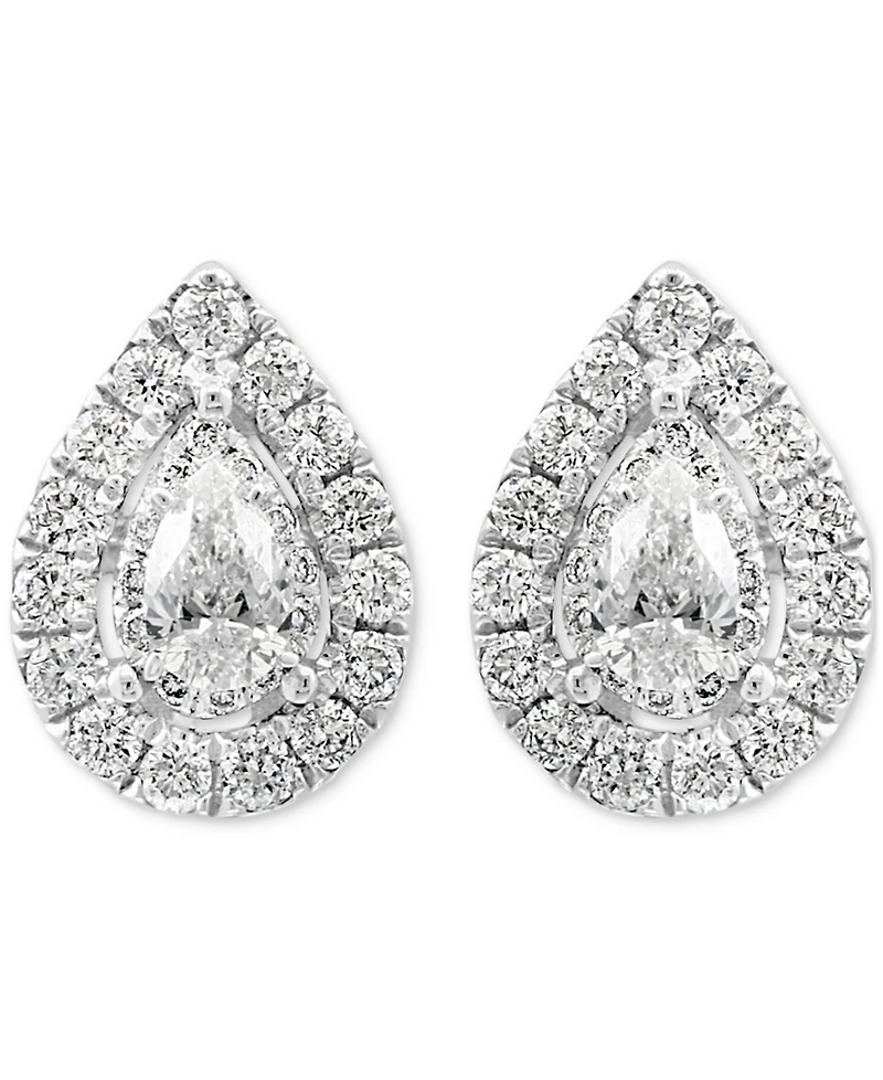 Effy Diamond Pear Halo Stud Earrings (1/2 ct. t.w.) in 14k White Gold