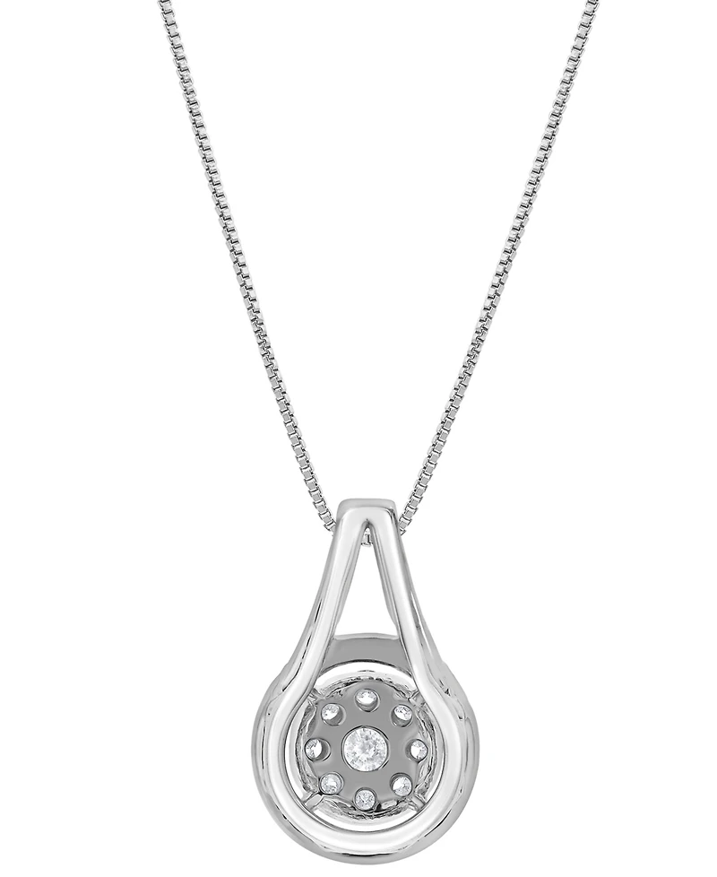Diamond Halo Cluster 18" Pendant Necklace (1/2 ct. t.w.) in 14k White Gold