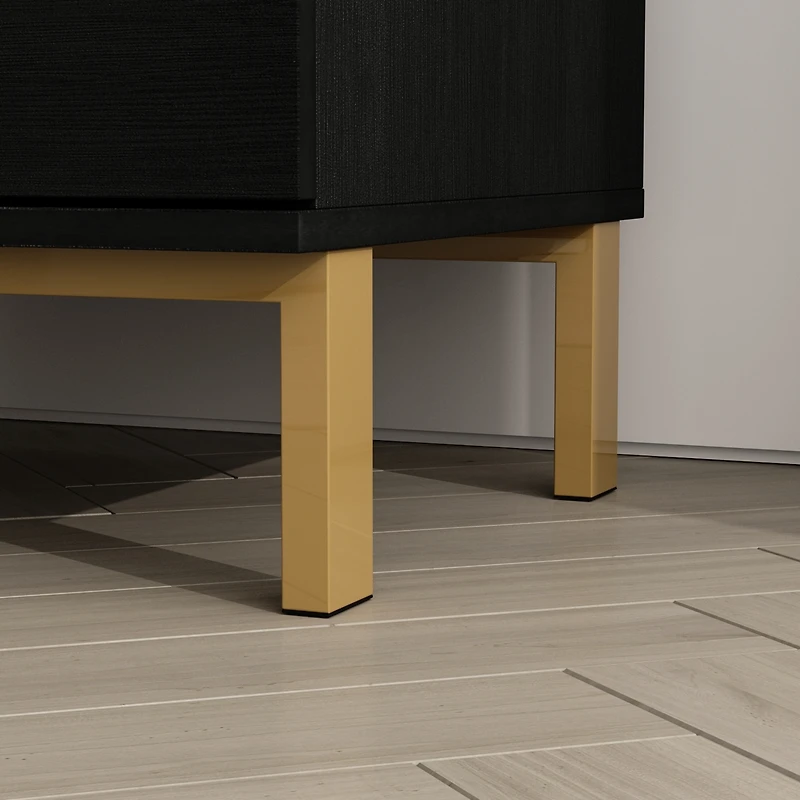 Homsee Black 3 Drawers Storage Cabinet with Golden Pattern Decor