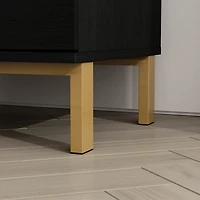 Homsee Black 3 Drawers Storage Cabinet with Golden Pattern Decor