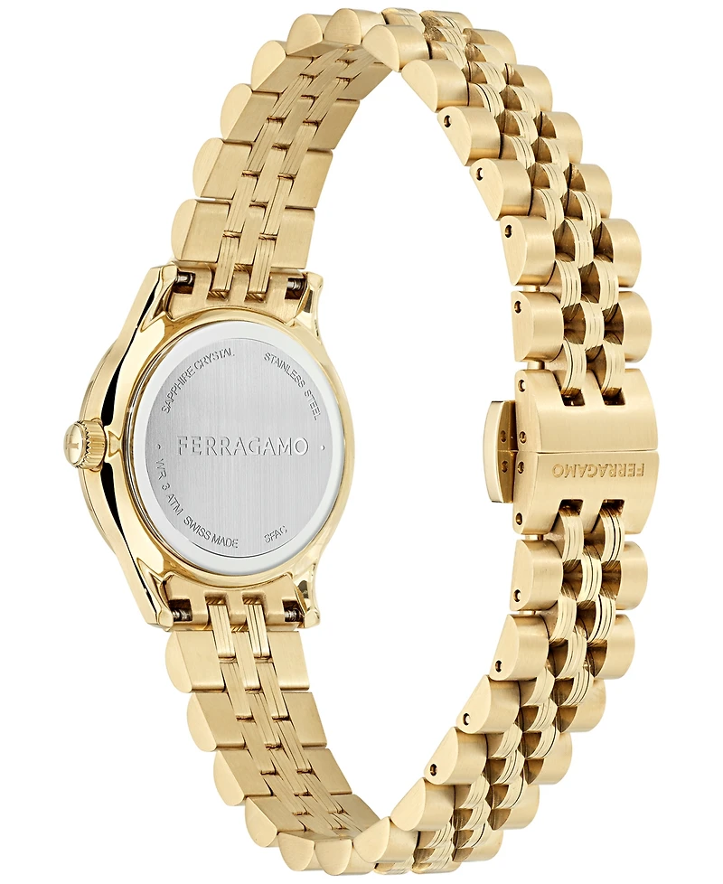 Ferragamo Women's Swiss Duo Gold Ion Plated Stainless Steel Bracelet Watch 28mm