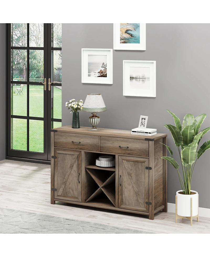 Homcom Retro Farmhouse Sideboard Storage Buffet Cabinet, Distressed