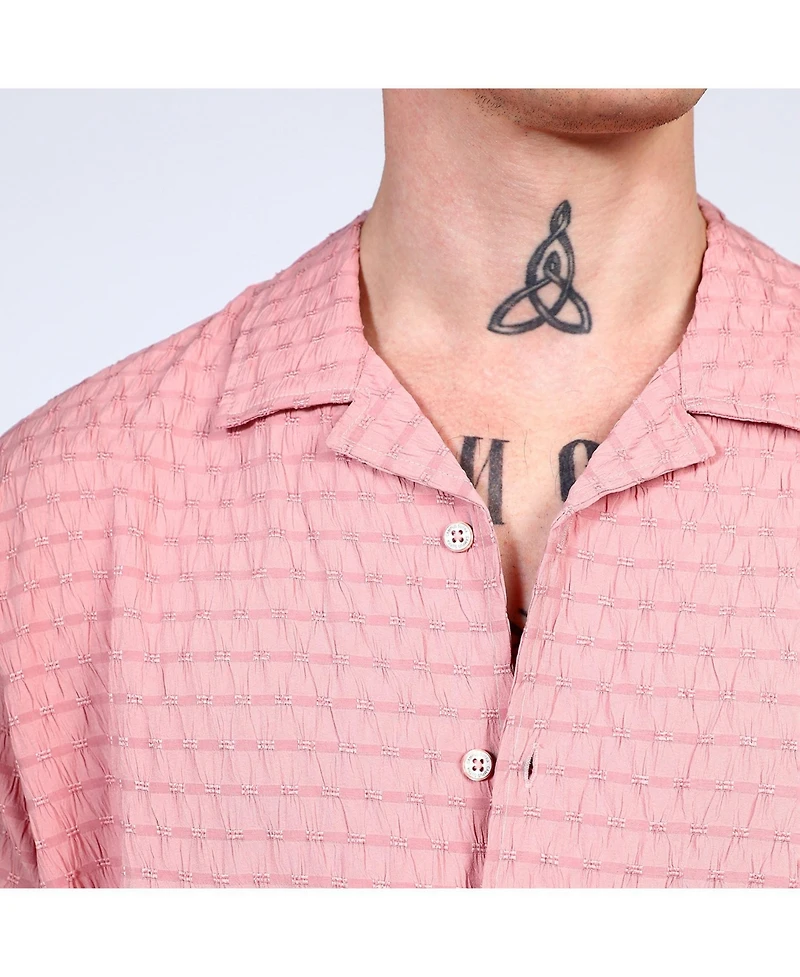 Men's Blush Pink Ruched Shirt