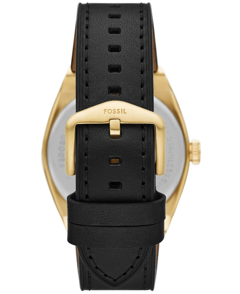 Fossil Men's Everett Three-Hand Date Black Leather Watch, 42mm