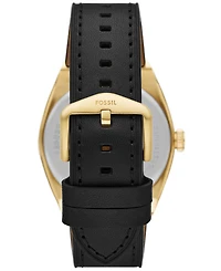 Fossil Men's Everett Three-Hand Date Black Leather Watch, 42mm