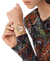 Philipp Plein Women's Skull Spikes Pink Silicone Strap Watch 40mm