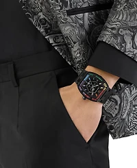 Philipp Plein Men's Hexagon Phantom Black Silicone Strap Watch 44x56mm
