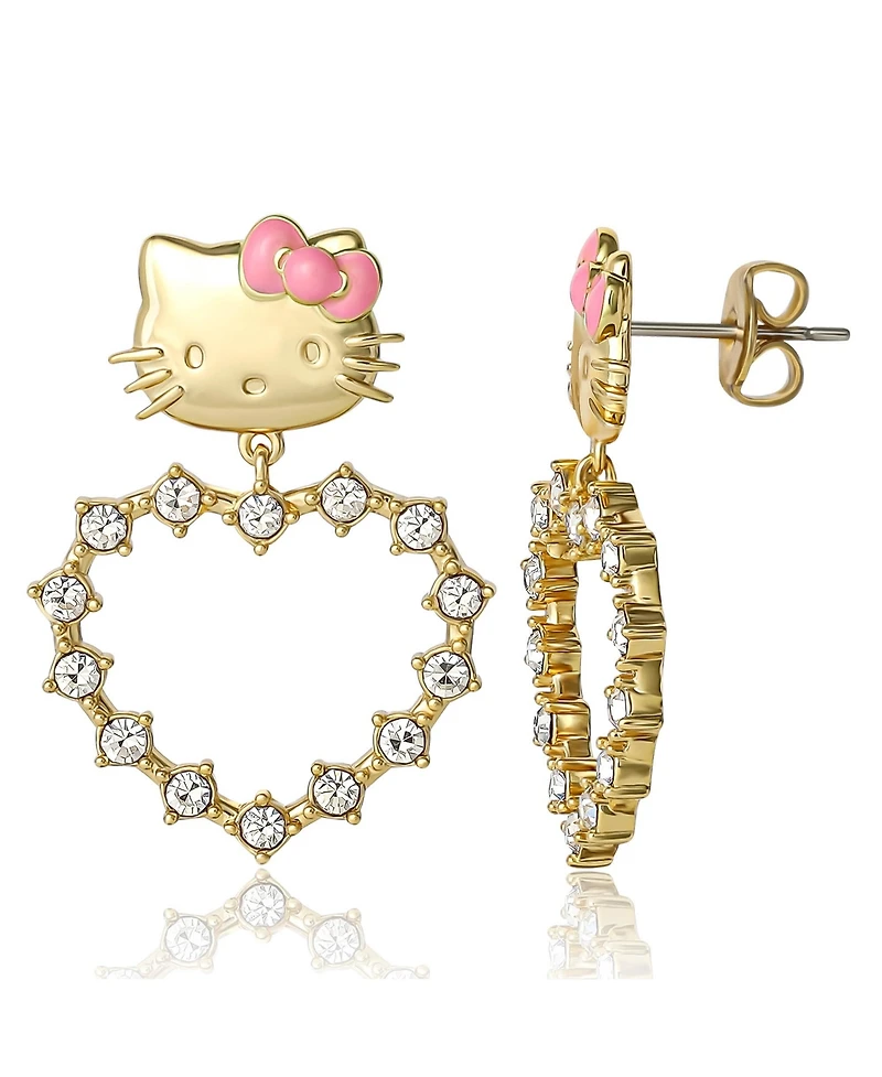 Hello Kitty Sanrio Heart Dangle Stud Earrings