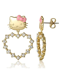 Hello Kitty Sanrio Heart Dangle Stud Earrings