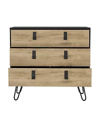 Huna Dresser 29" H, 3-Drawer organiser, Modern Chest of Drawers with Hairpin Legs and Metal Accents