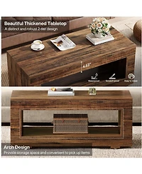Tribesigns Coffee Table for Living Room, 43.3" Modern Farmhouse Coffee Table with Storage, 2-Tier Wood Rectangular Center Table Cocktail Living Room T