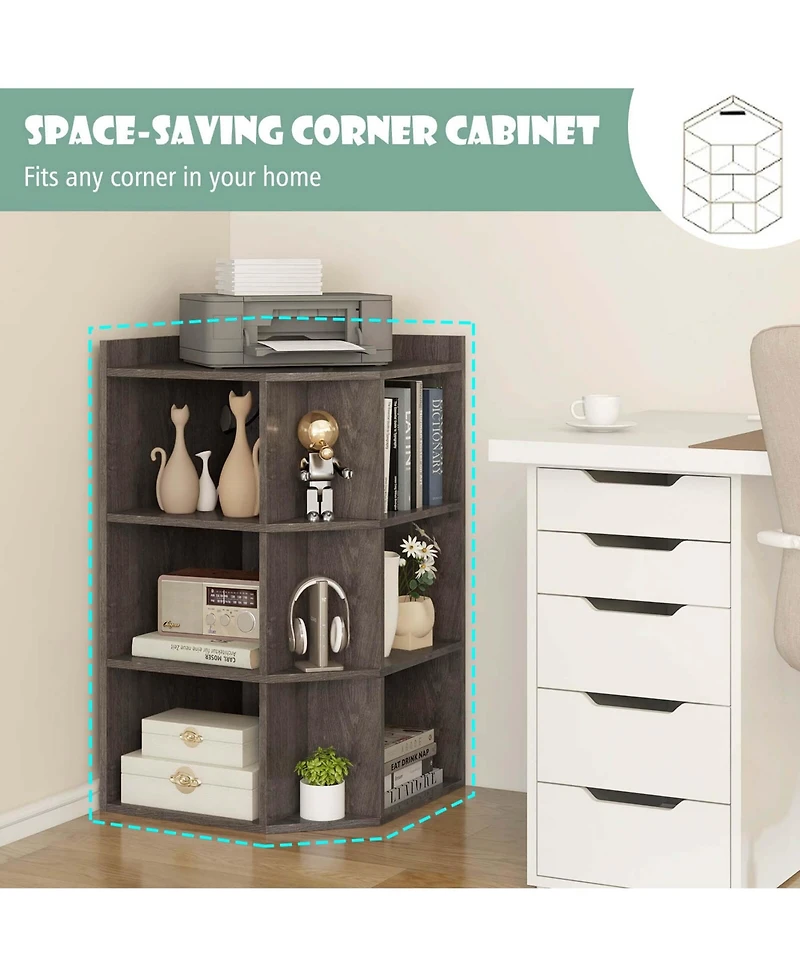 3-Tier Kids Corner Toy Storage Organizer with Usb Ports and Outlets 9 Cubbies