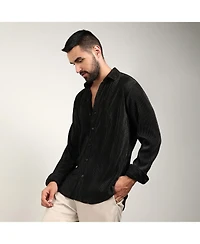 Men's Midnight Black Pleat-Creased Shirt
