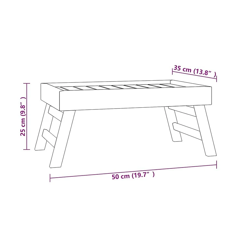 vidaXL Folding Tray 21.7"x13.8"x9.8" Solid Wood Teak