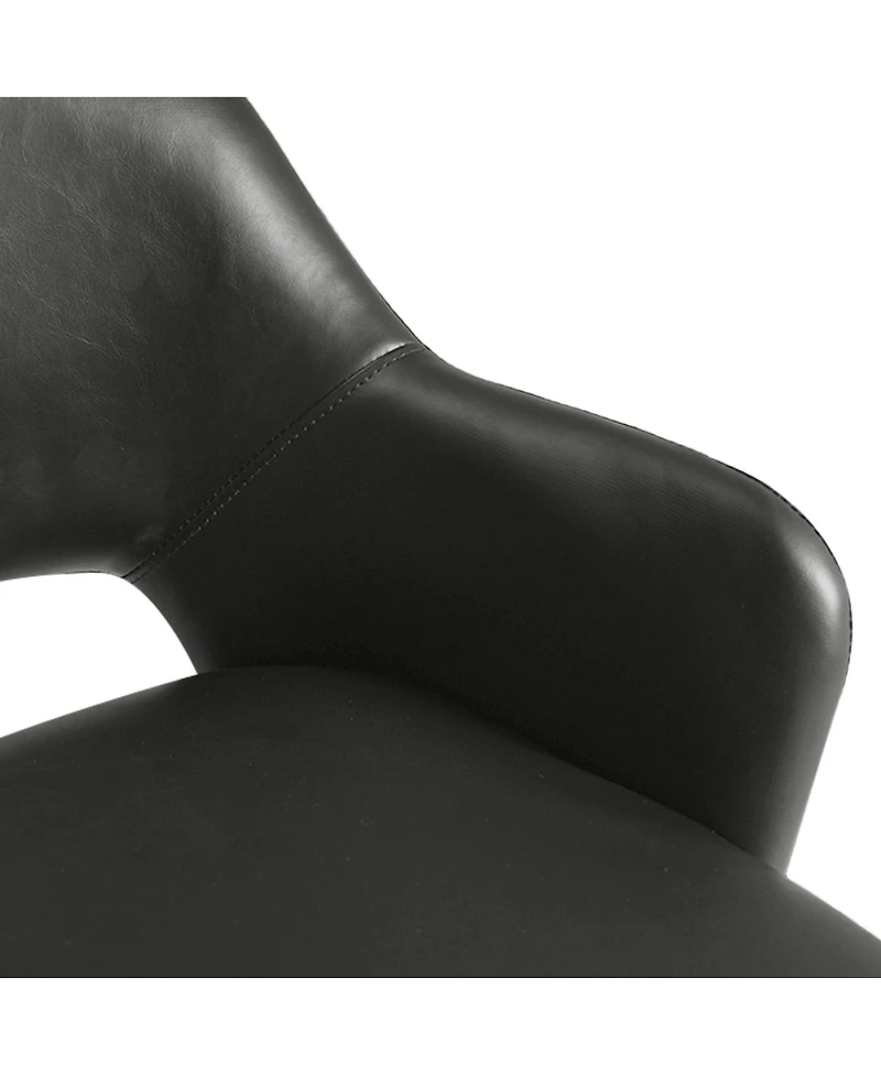 26.5'' Swivel Counter Height Stools with Faux Leather Upholstery and Solid Wood Legs-Maison Boucle