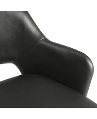 26.5'' Swivel Counter Height Stools with Faux Leather Upholstery and Solid Wood Legs-Maison Boucle