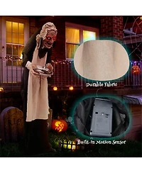 Yescom Animated Halloween Scary Witch 5.2FT Stand Maid,Led Eyes Creepy Sound,Outdoor Decorations 2024