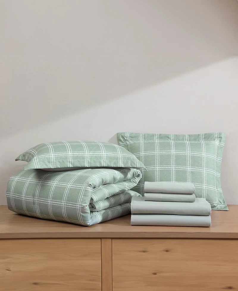 Swift Home Grid Plaid Reversible 7-Pc. Comforter Set