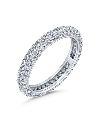 Bling Jewelry Pave Cz Cubic Zirconia Stackable Eternity Dome Band Ring Sterling Silver