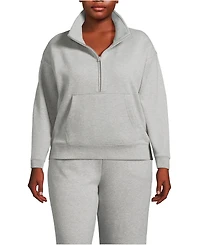 Lands' End Plus Relaxed Serious Sweats Long Sleeve 1/2 Zip Sweatshirt